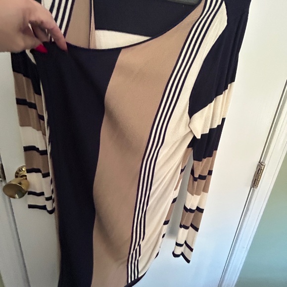 Blue, white & brown wrap sweater - Picture 3 of 6